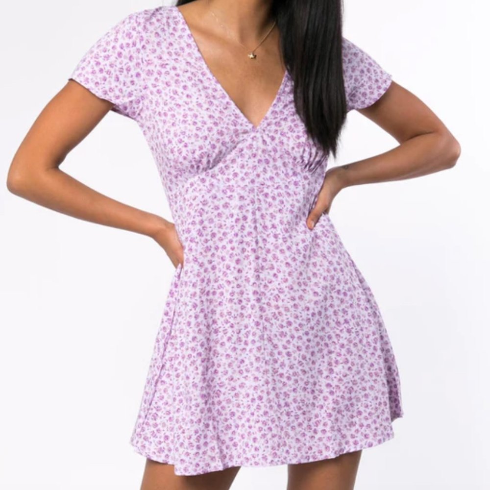 MOTEL ELARA MINI DRESS LILAC FLORAL